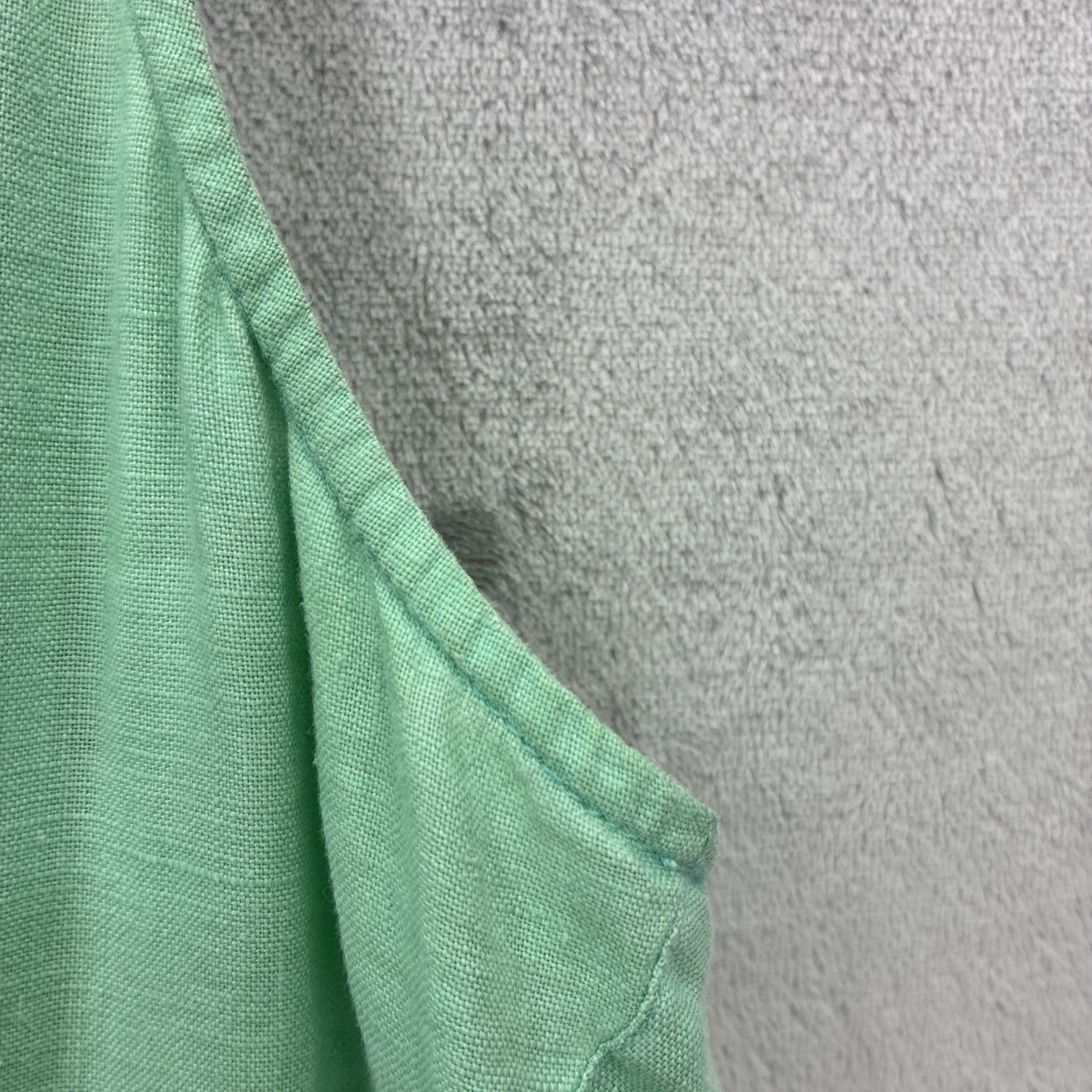 Calypso St Barth Dress 100% Linen Mint Green Pom-Pom Fringe Trim Minimalistic