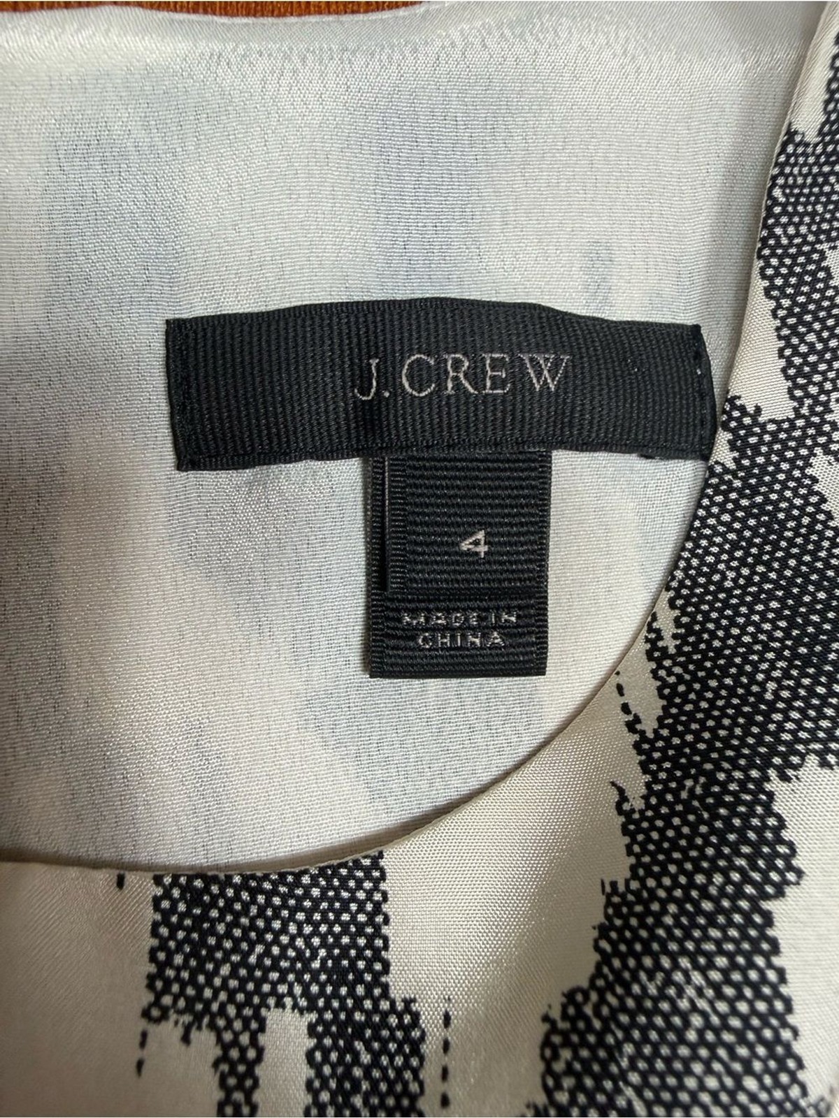 J. Crew Gray and White Printed Short-Sleeve 100 % Silk Dress