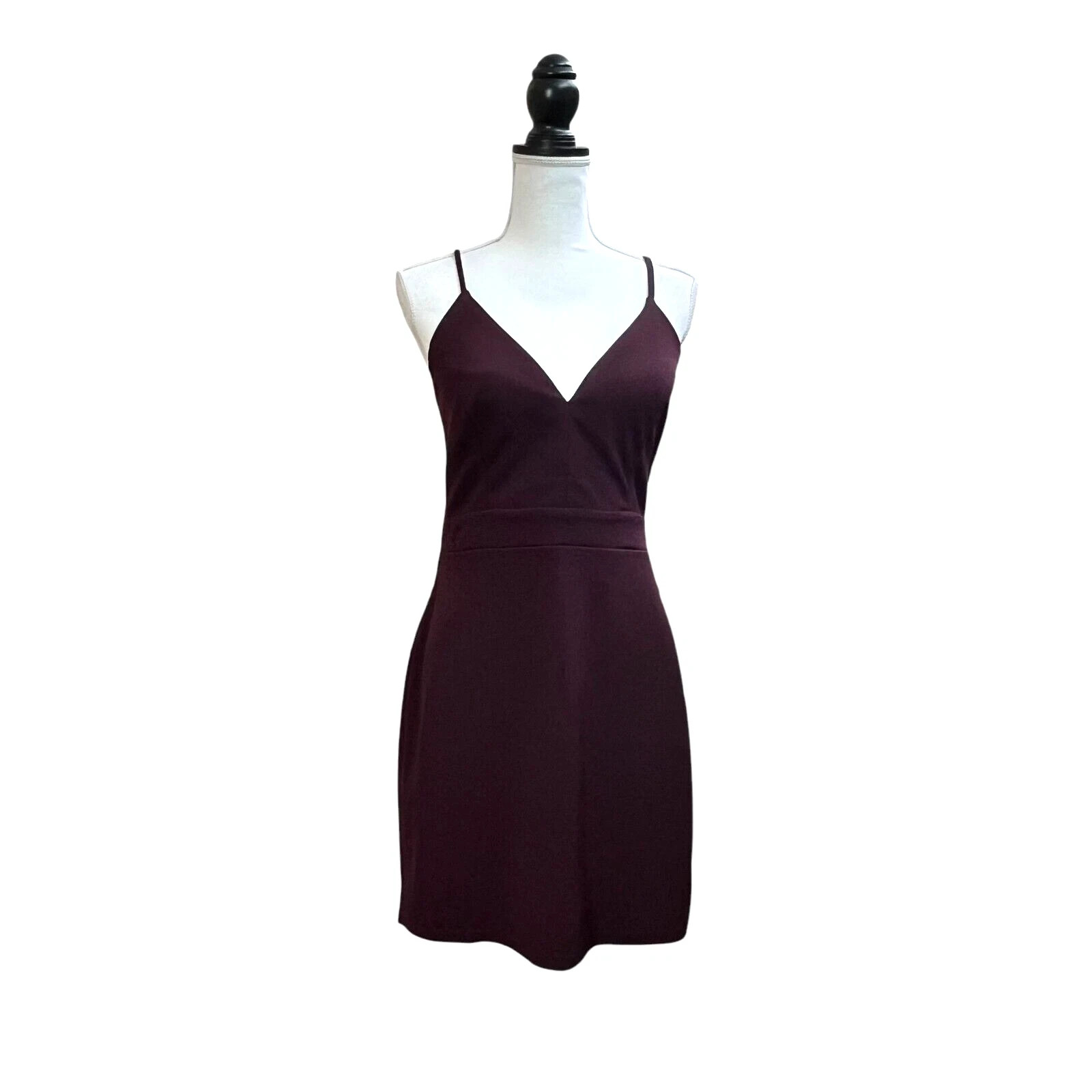 City Triangles Womens 15 Dk Burgundy Cocktail Dress Sleeveless Back Lace Classic