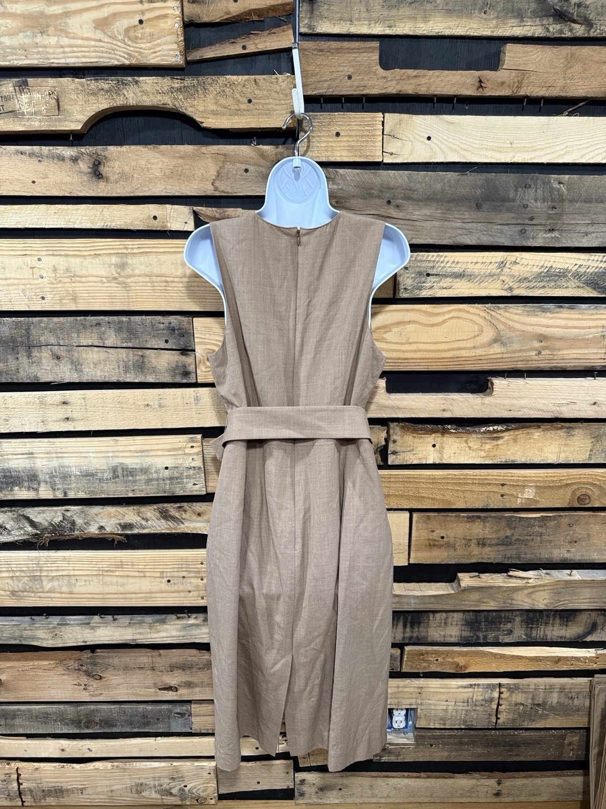 J.Crew beige wool sheath buckle dress with removable belt Size 14