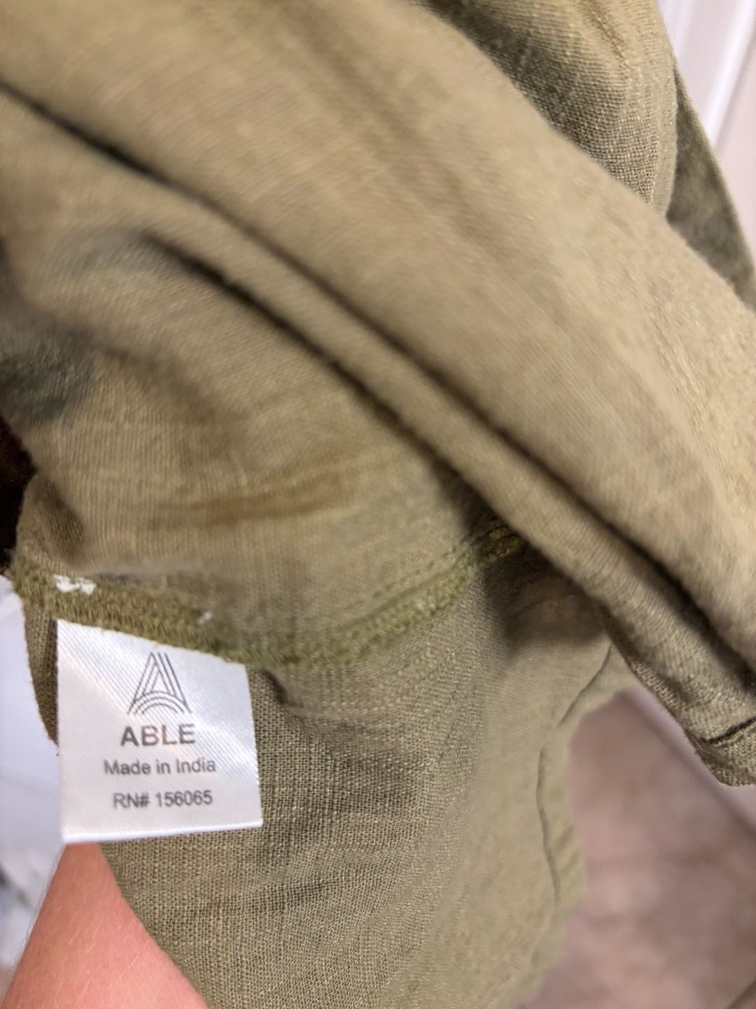 ABLE Women’s Ida Tiered Button-Down Shirt Dress in Olive Green Medium