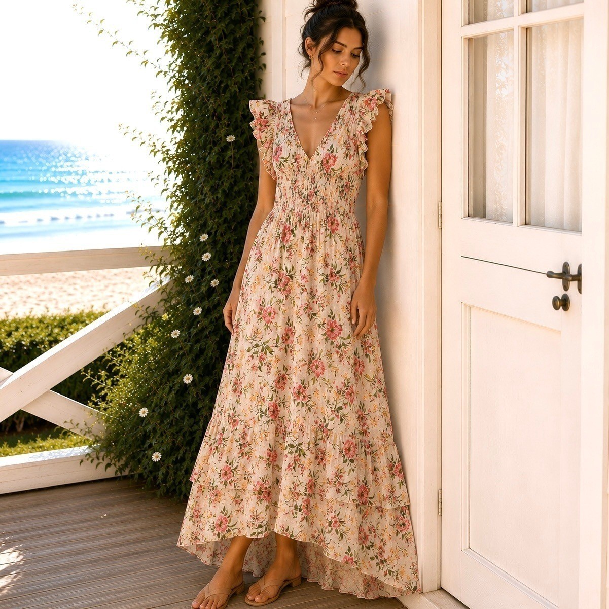 Anthropologie J Gee Large Maxi Dress Cottagecore Romantic Coquette Feminine Chic
