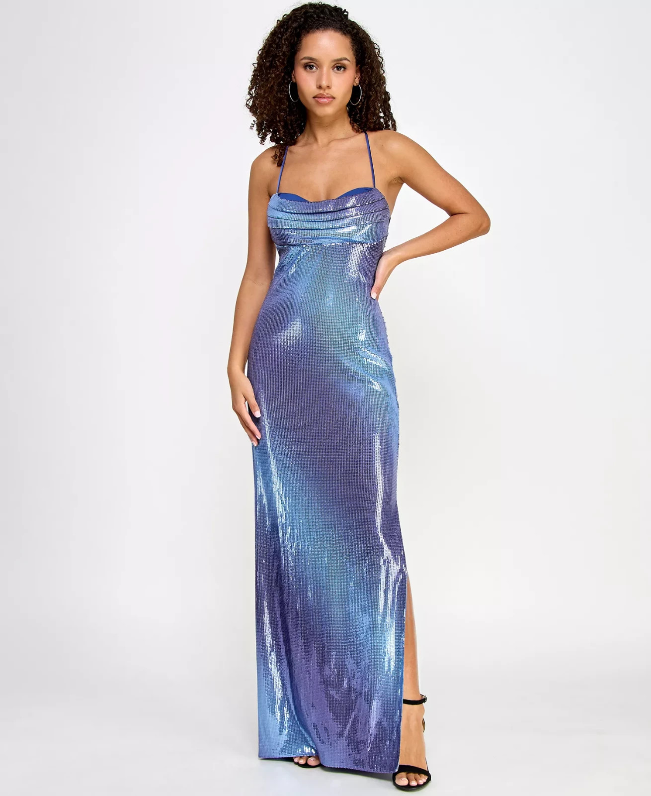 Violet Weekend Strappy Ombré Sequin Gown Junior’s 9/10 Blue Silver Lined