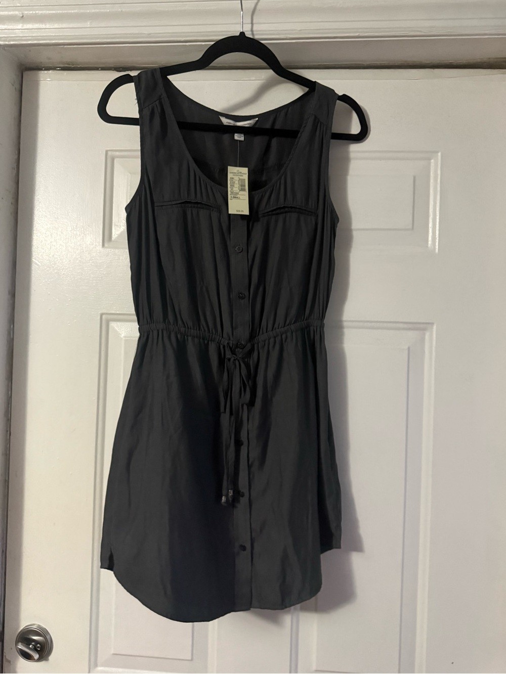 NWT American Eagle Charcoal Gray Sleeveless Button Front Shirt Dress XS
