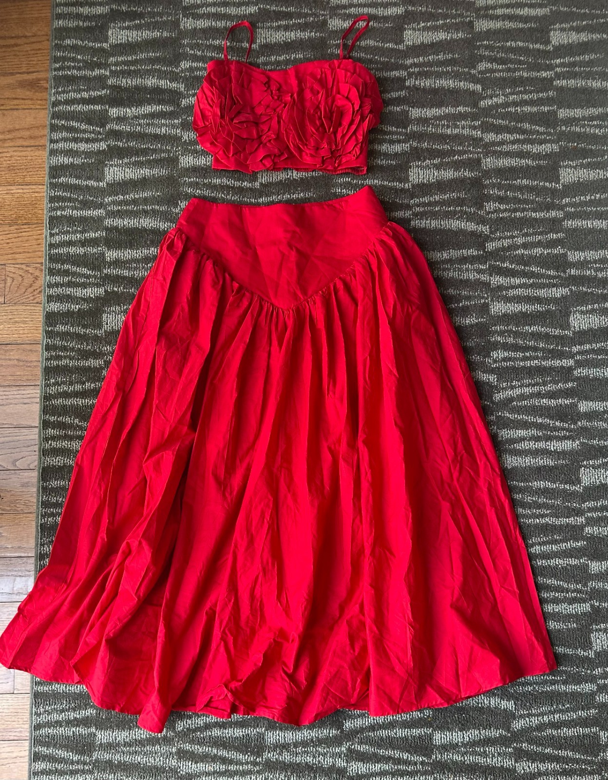 Red crop top and skirt for ladies