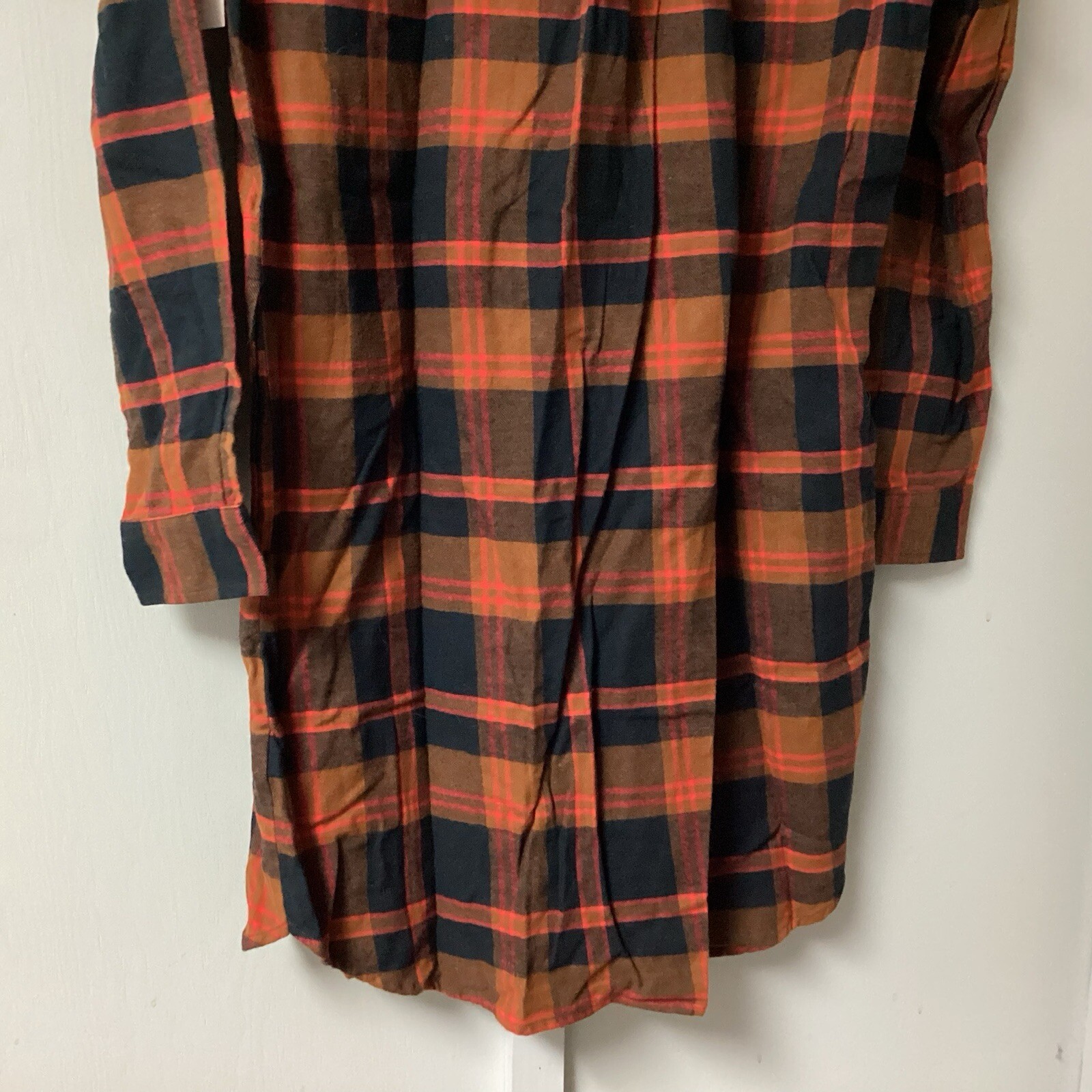 Goodthreads Women Medium Rustic Flannel Long-Sleeve Popover Shirt Dress Pock New