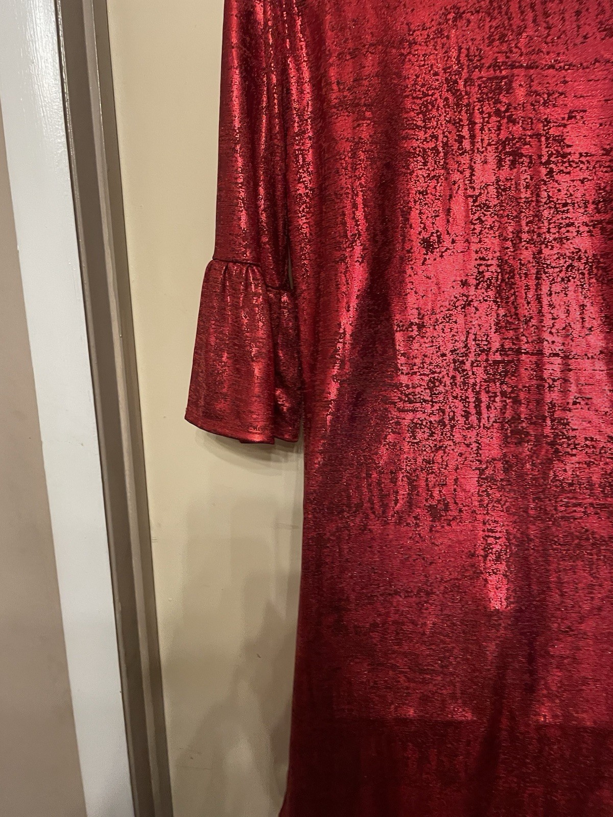 Ruby Red Size Small Red Dress PTP 18 33 L 96% Polyester Knee Length Long Sleeve