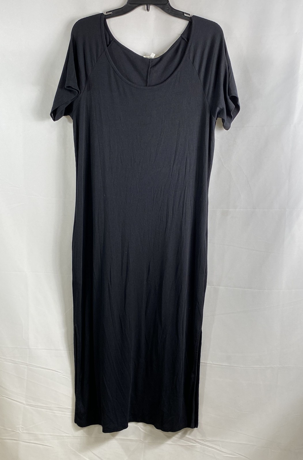 Skin Women’s Black Cotton Modal Ribbed Short Sleeve Midi Dress NWT Sz 4