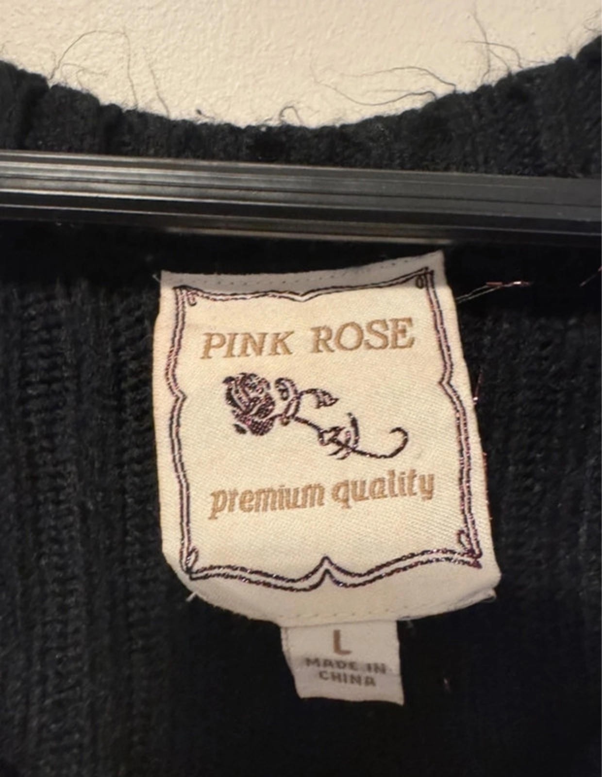 Pink Rose Premium Quality Black Ribbed Knit Dress, Size L