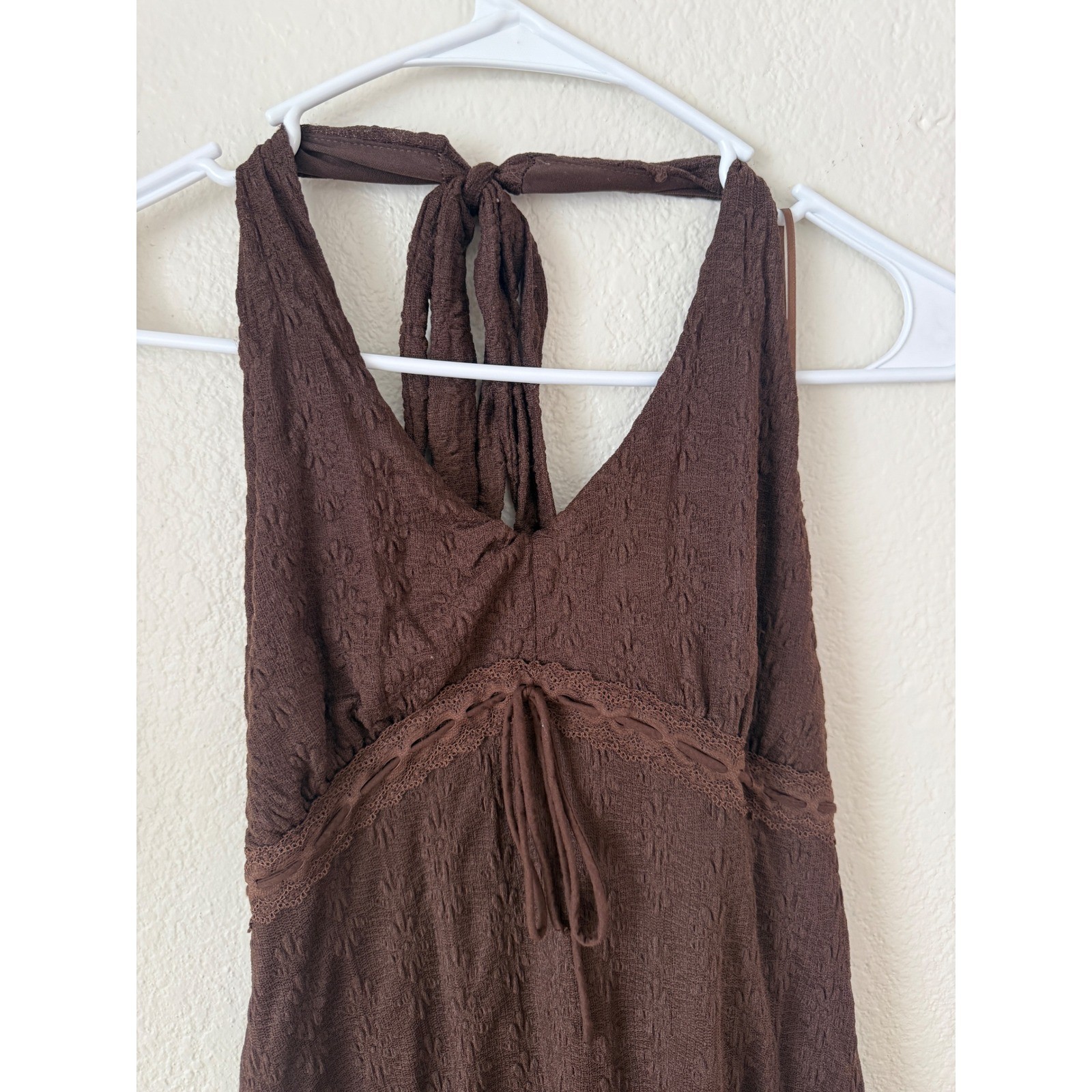 KIRIOUS Los Angeles Brown Halter Mini Dress | Coquette • Boho • Fairy Grunge