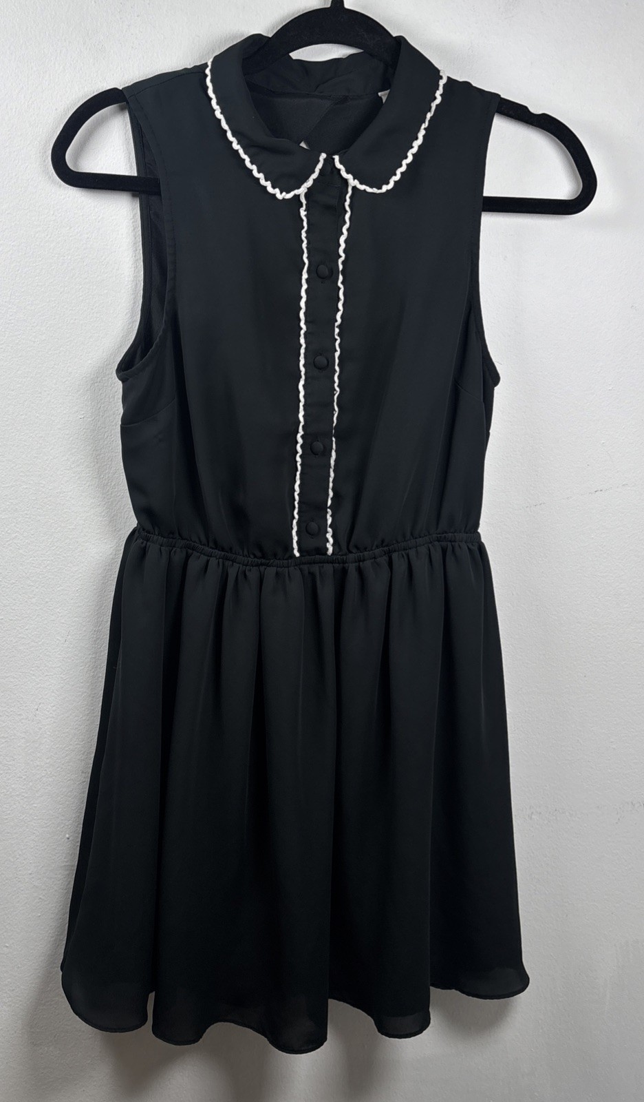 Lauren Conrad Coquette Babydoll Dress Black Peter Pan Collar Bow Back Size 4