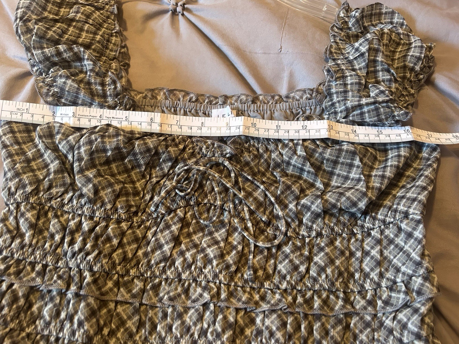 Le Lis Collection Gray White Plaid Smocked Mini Dress Size Medium