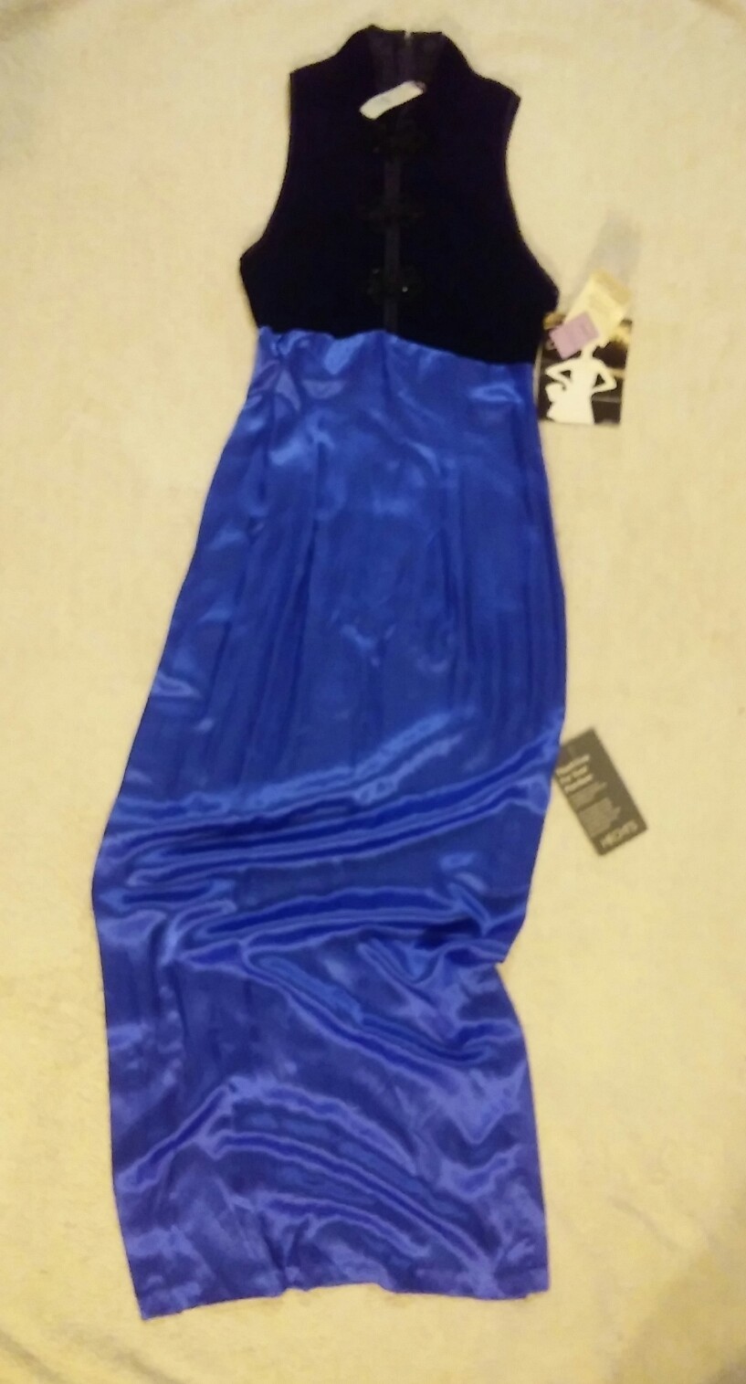 Zum Zum Womens DRESS BLACK Cobalt BLUE Sz 3 – 4 Floor Long Holiday Velvet Formal
