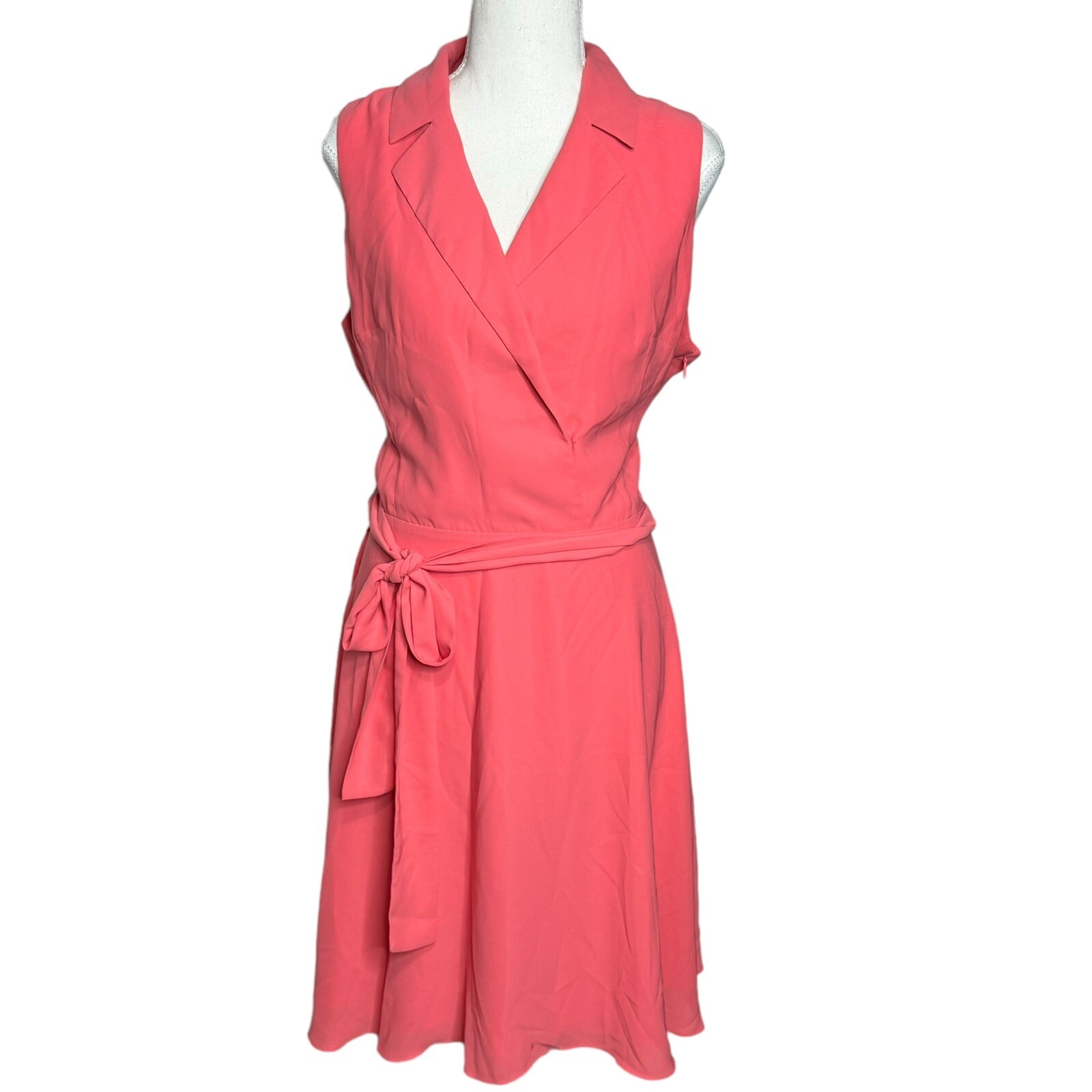 A/X Armani Exchange Women Size 10 Pink Sleeveless Faux Wrap Collar Shift Dress