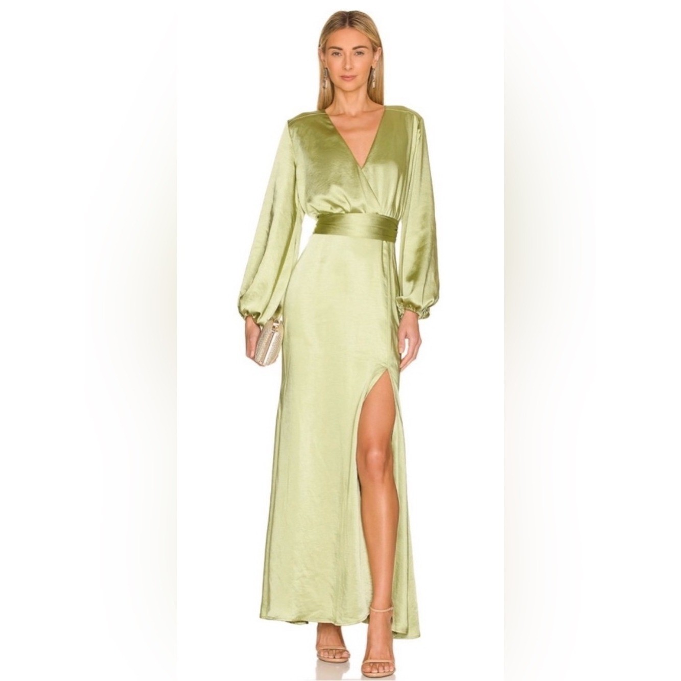 NWT Elliatt Kai Maxi Dress Small Avocado Green Romantic Feminine Wedding Guest