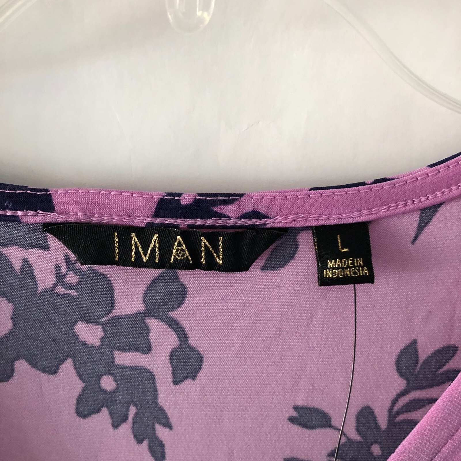 NEW IMAN Global Chic Twist-Front Midi Dress Pink Purple Floral Womens Size L
