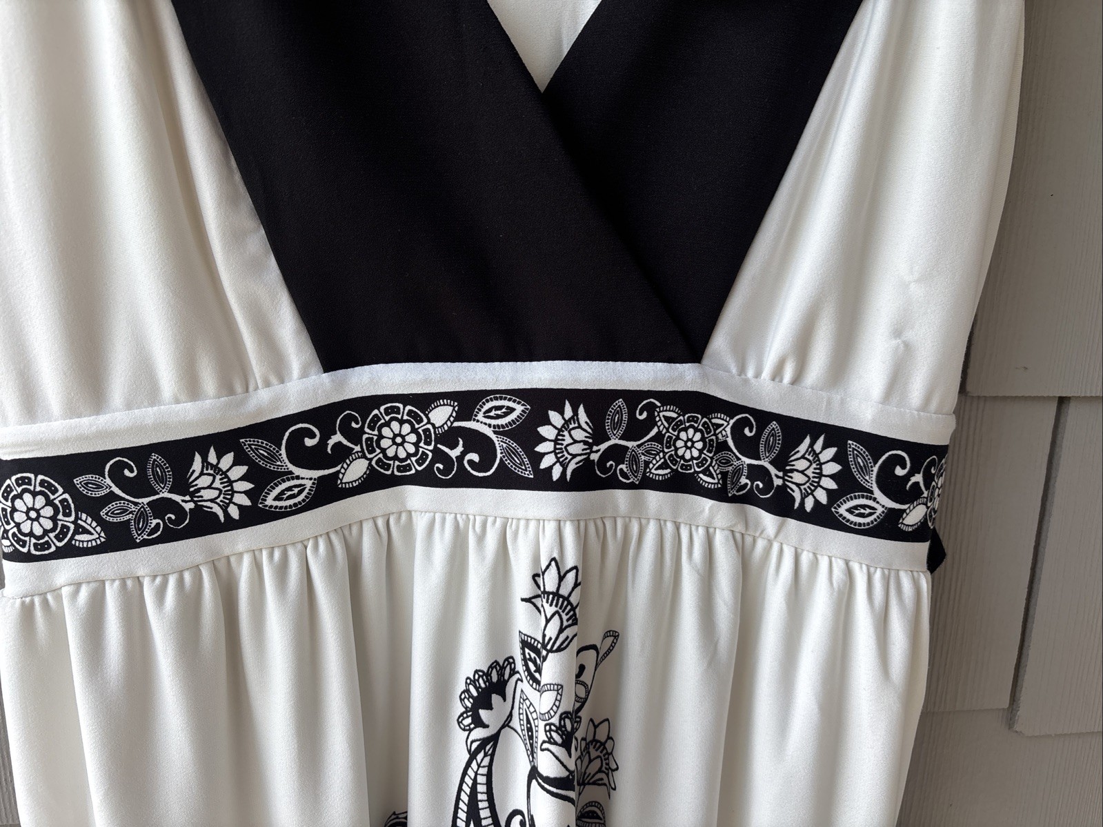 Joei & I Empire Waist Sleveless Graphic Print Lined Dress Tie Back Size XL