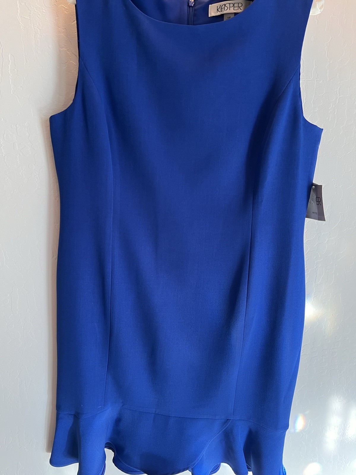 NWT Beautiful Kasper Sleeveless Royal Blue Machine Washable Dress Size 14