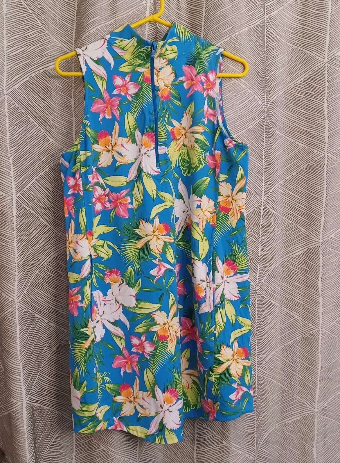 Tommy Bahama Aubrey Tropical Floral Quarter-Zip Shift Dress Resortwear Women’s L