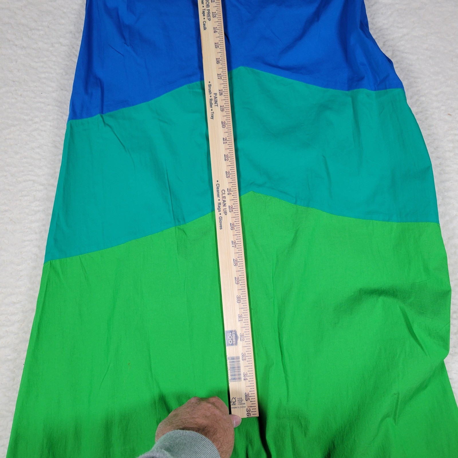 Simon Miller Mango Dress Womens S Blue Green Colorblock Strapless Wrap Midi Knot