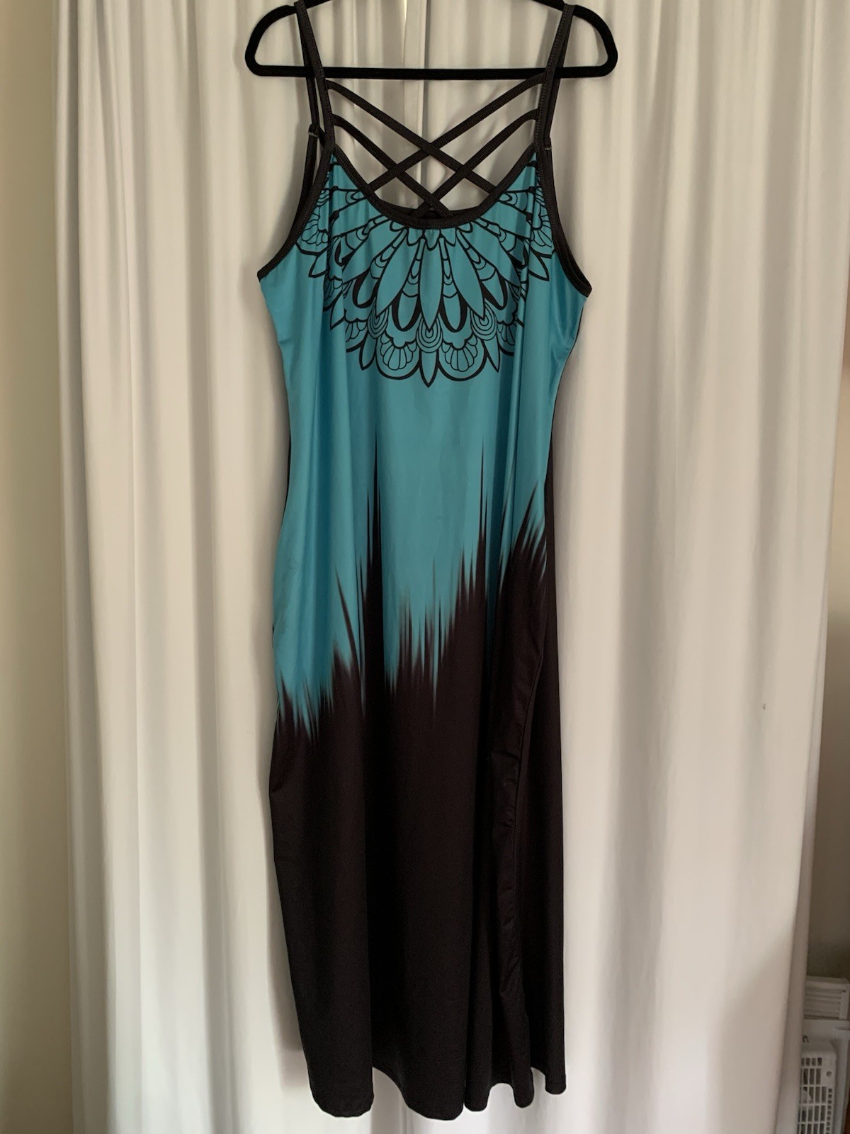 SHEIN Curve Plus 4XL Blue/Black Strappy Maxi Dress Sleeveless Long