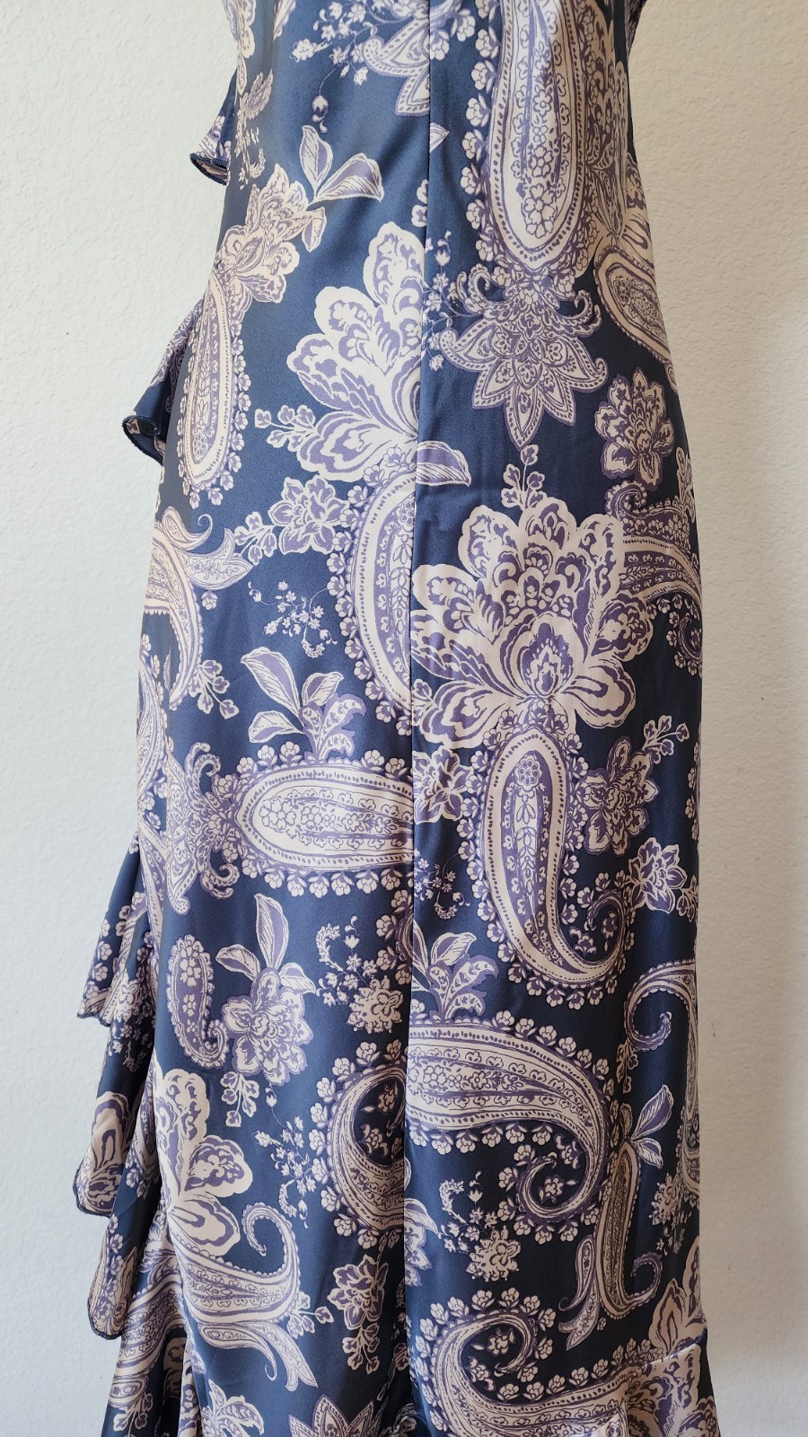 New Anthro Midi Dress Size Medium Purple Satin Paisley Wedding Romantic Prom