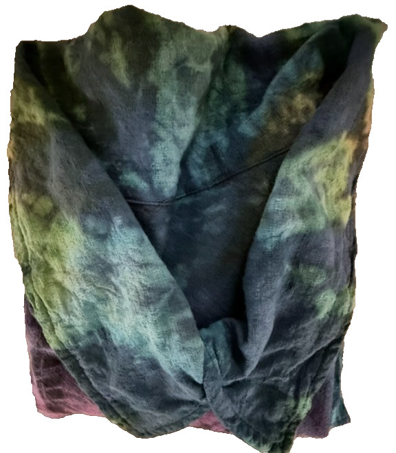 Tucan Hand Tie Dye Trapeze 100% Cotton Jacket Coat Dress Mesilla, NM Women’s L