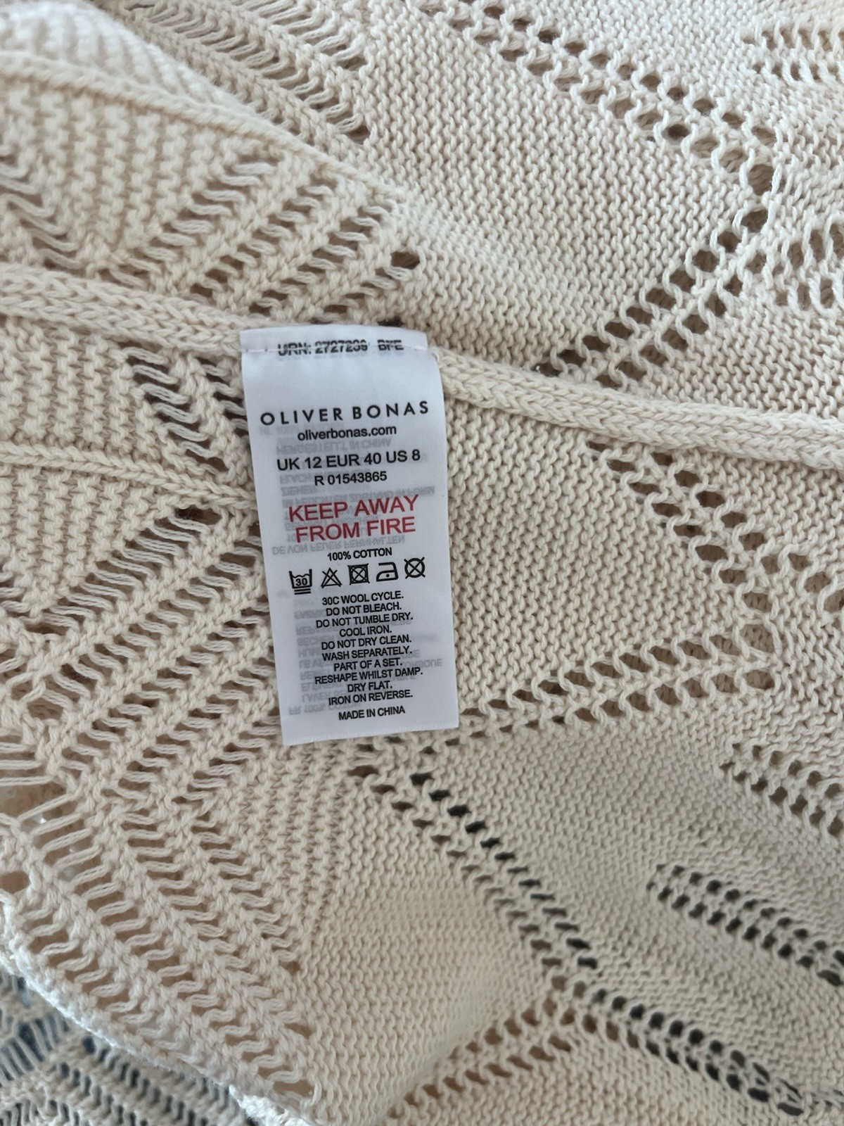 Oliver Bonas Cream Beige Crochet Midi Maxi Dress Size 12