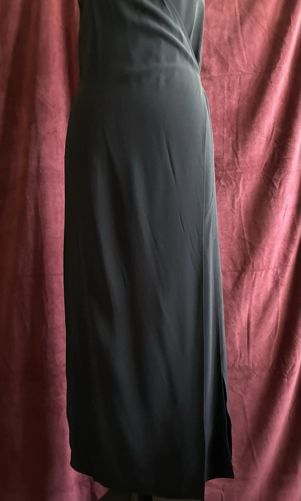 Helmut Lang Black Midi Wrap Dress Side Slits Sleeveless XS