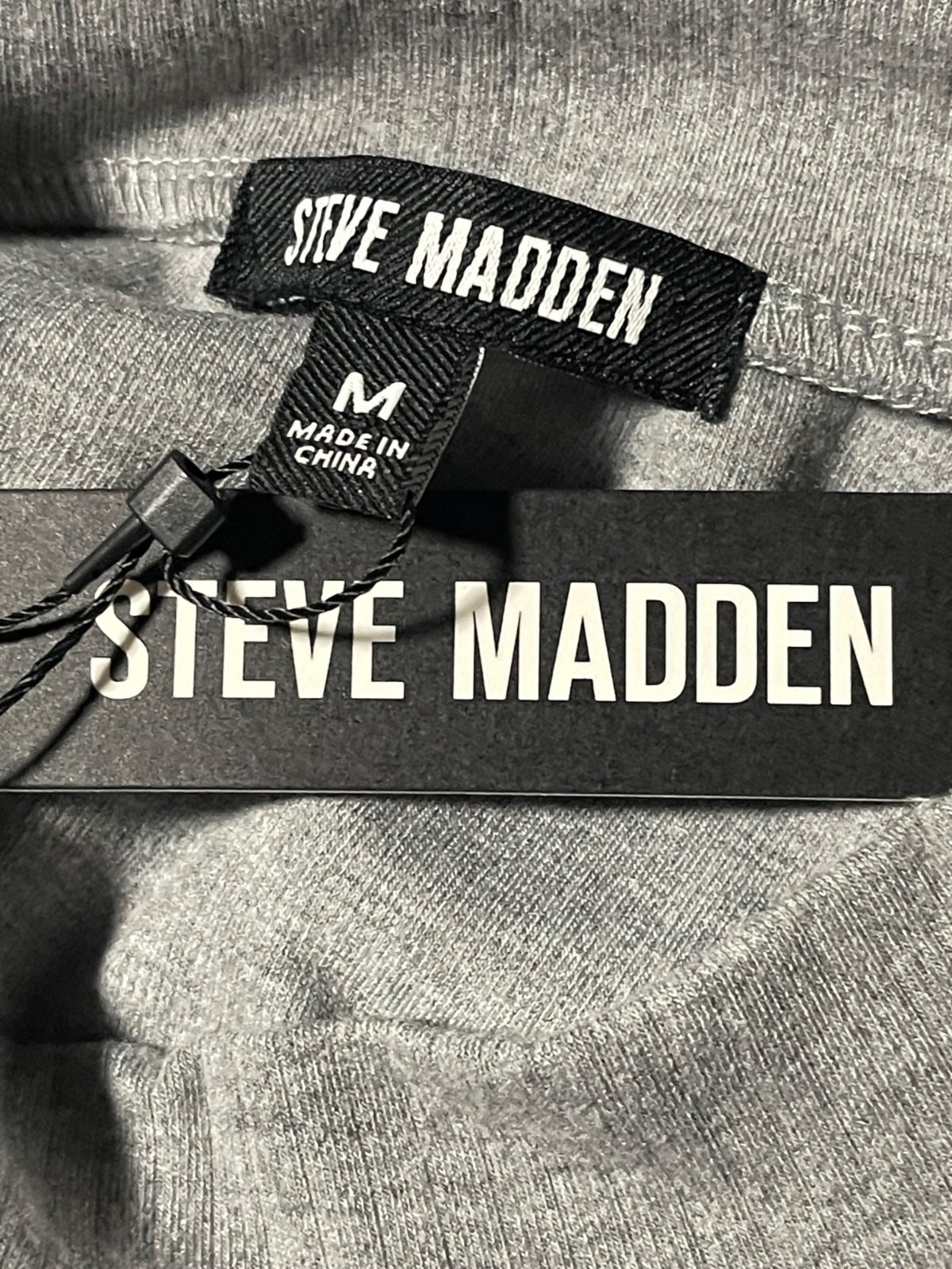 Steve Madden Rib Knit Belted Midi Dress Womens Size M Heather Grey