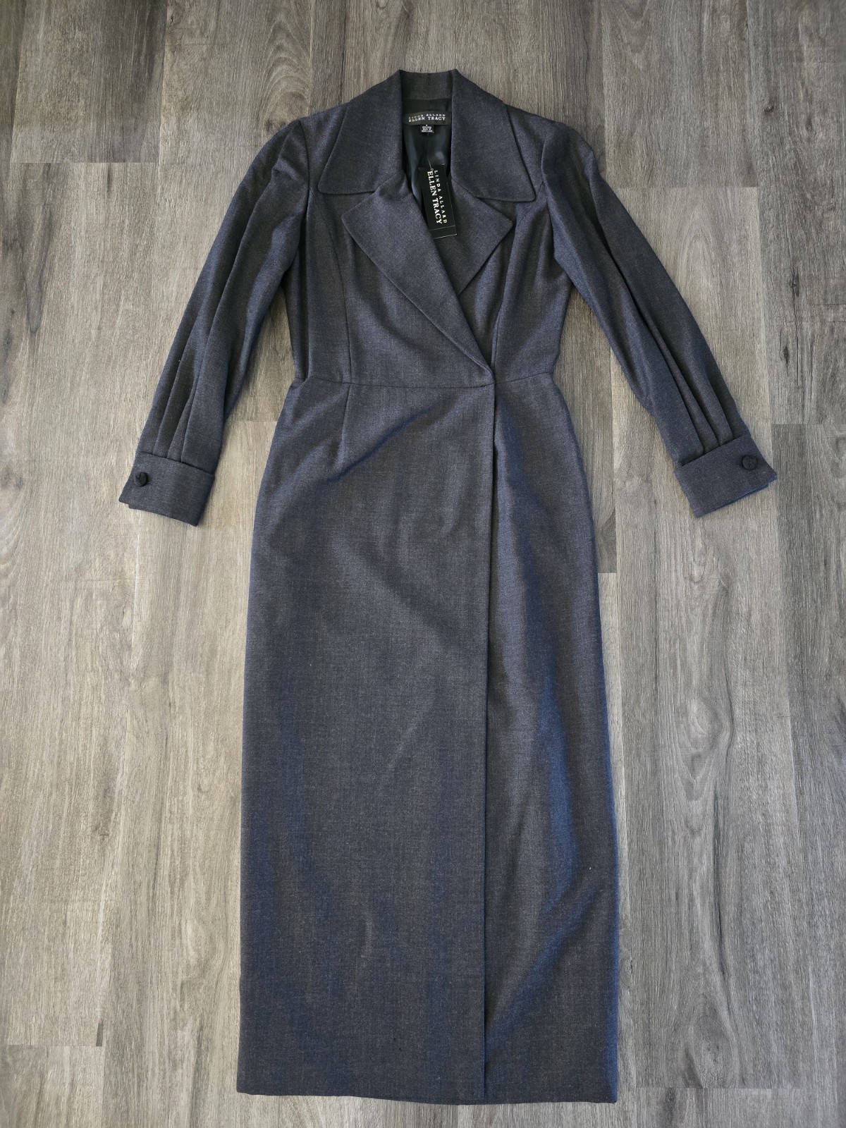 Linda Allard Ellen Tracy New Size 6 Charcoal Gray Suit Dress Wool See Desc
