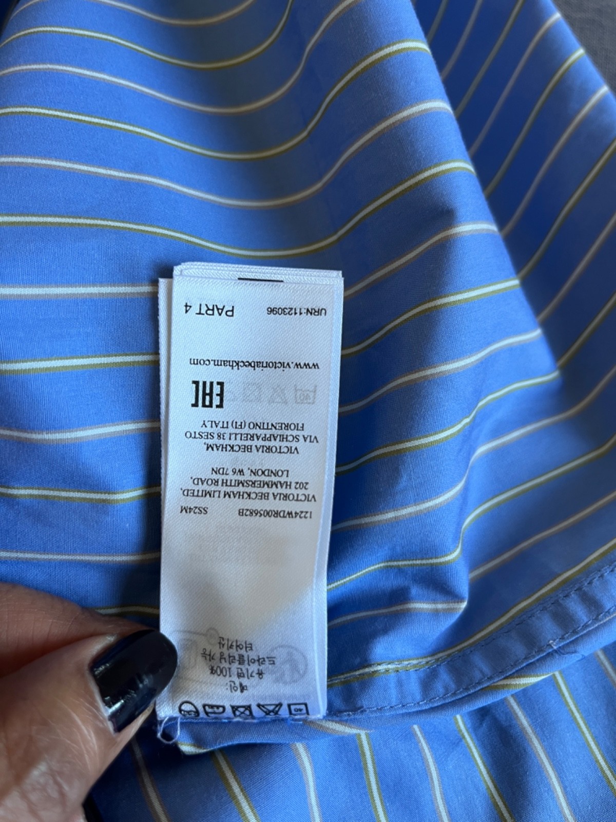 Victoria Beckham Striped Cotton-poplin Midi Dress Sz UK 10/US 6 Blue Euro Summer
