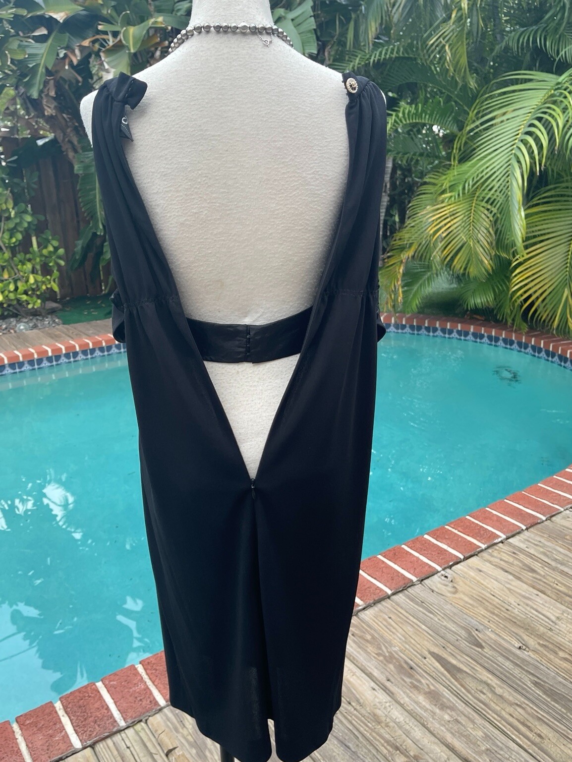 Chanel Evening Dress Pull-Up Off-Shoulder Sleeve Little Blk Dress FR36 S 4 LBD