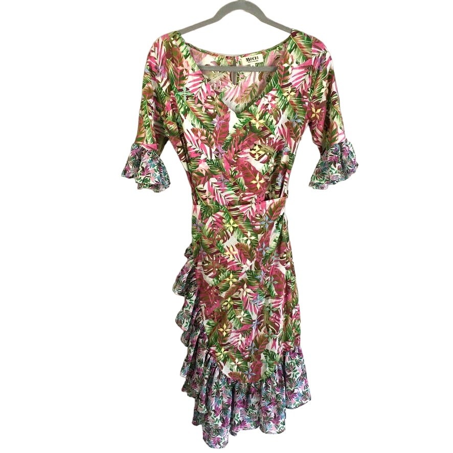 All Things Mochi Philippa Floral Ruffle Faux Wrap Dress