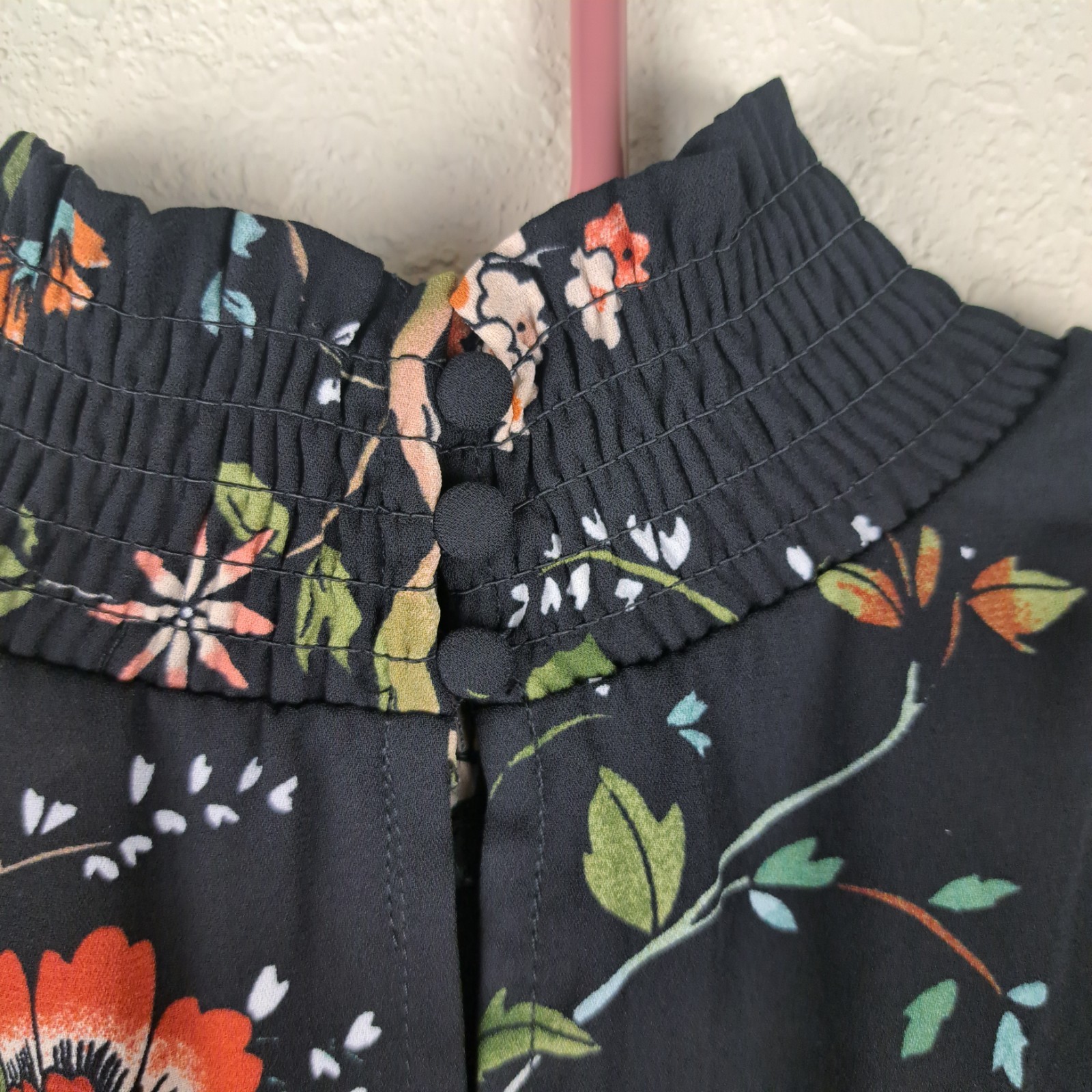 NWT Nanette Lepore Smocked Dress size 2 High Low Black Floral Mock Neck