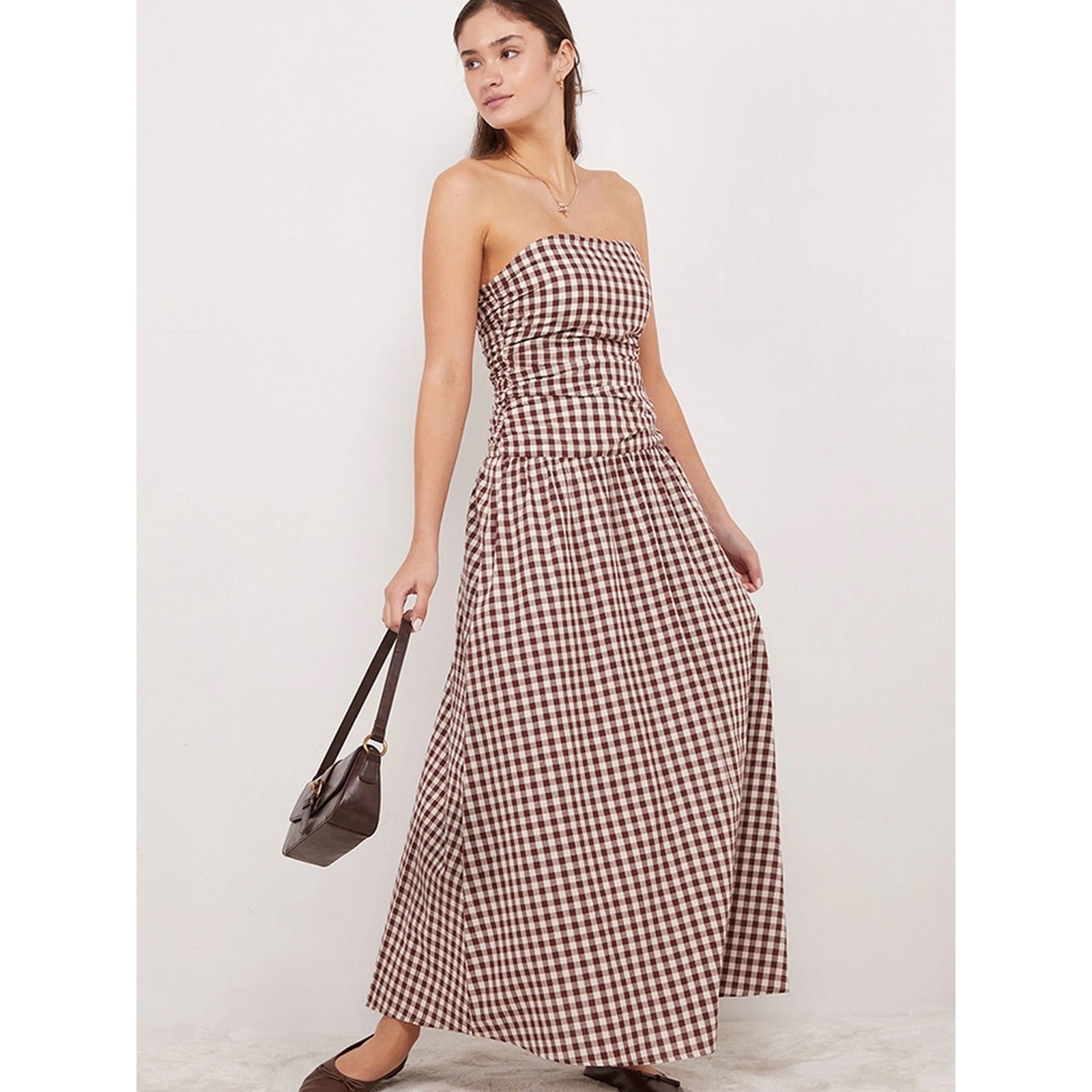 Your Favorite Gemma Strapless Gingham Maxi Dress Size Small