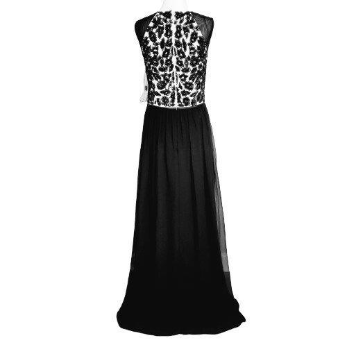 JS Collection Black Sequin Beaded Long Sleevless Gown Size 10