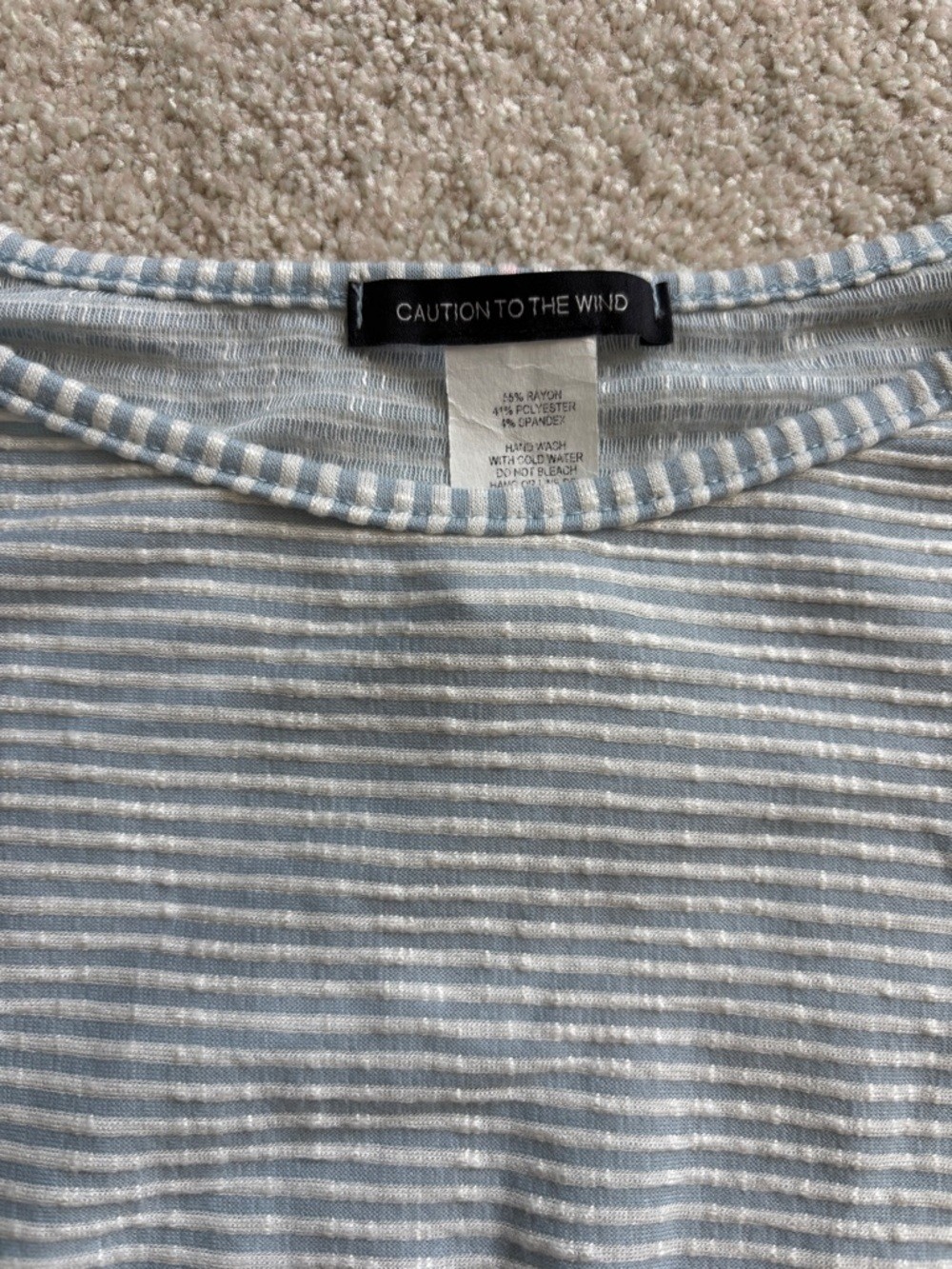 Caution To The Wind Light Blue & White Striped Midi Dress with Tie Waist