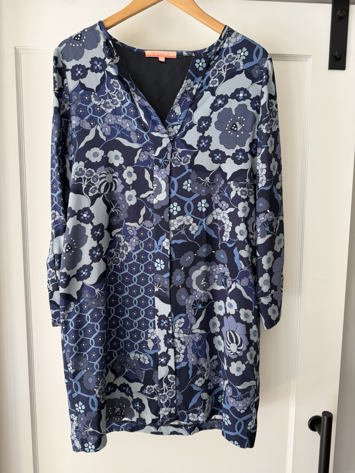 🇵🇹 Vilagallo Blue Floral Dress – Women’s Size 42 Euro / 12 US – Portugal