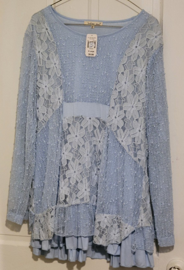 Indigo Soul XL Tunic Long Sleeves Shirt