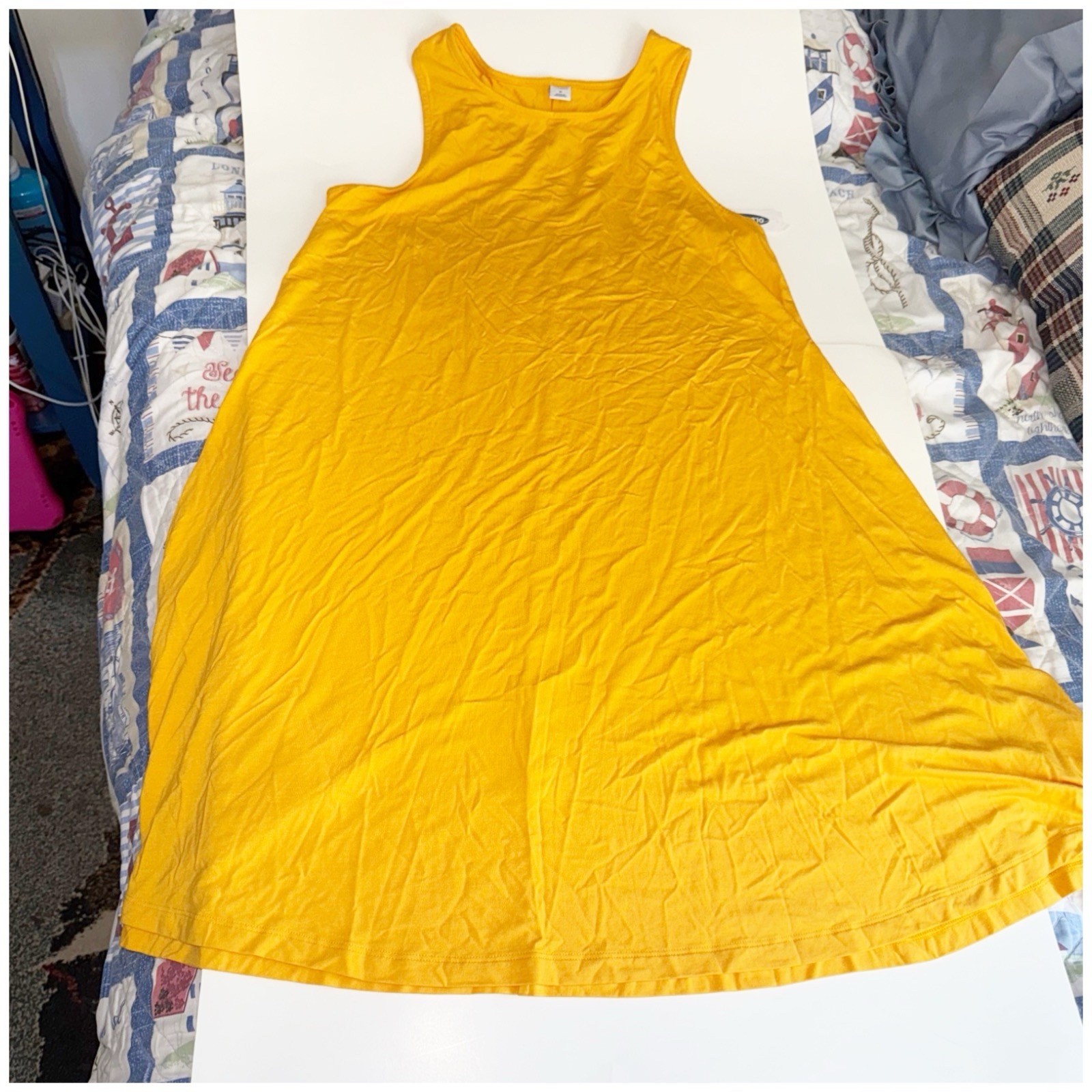Old Navy Yellow Shift Tank Dress Sleeveless Rayon Spandex Size Medium NWT