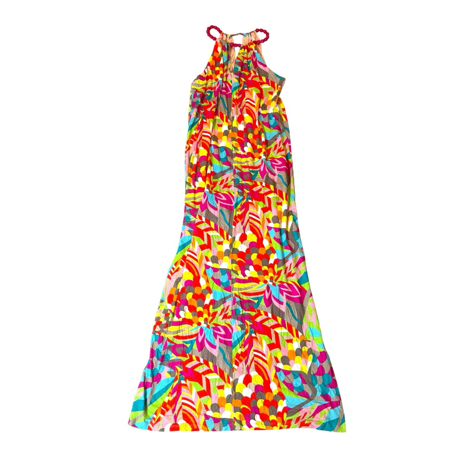 Trina Turk Sleeveless Maxi Dress Necklace Neckline Small Resort Wear Slimming S