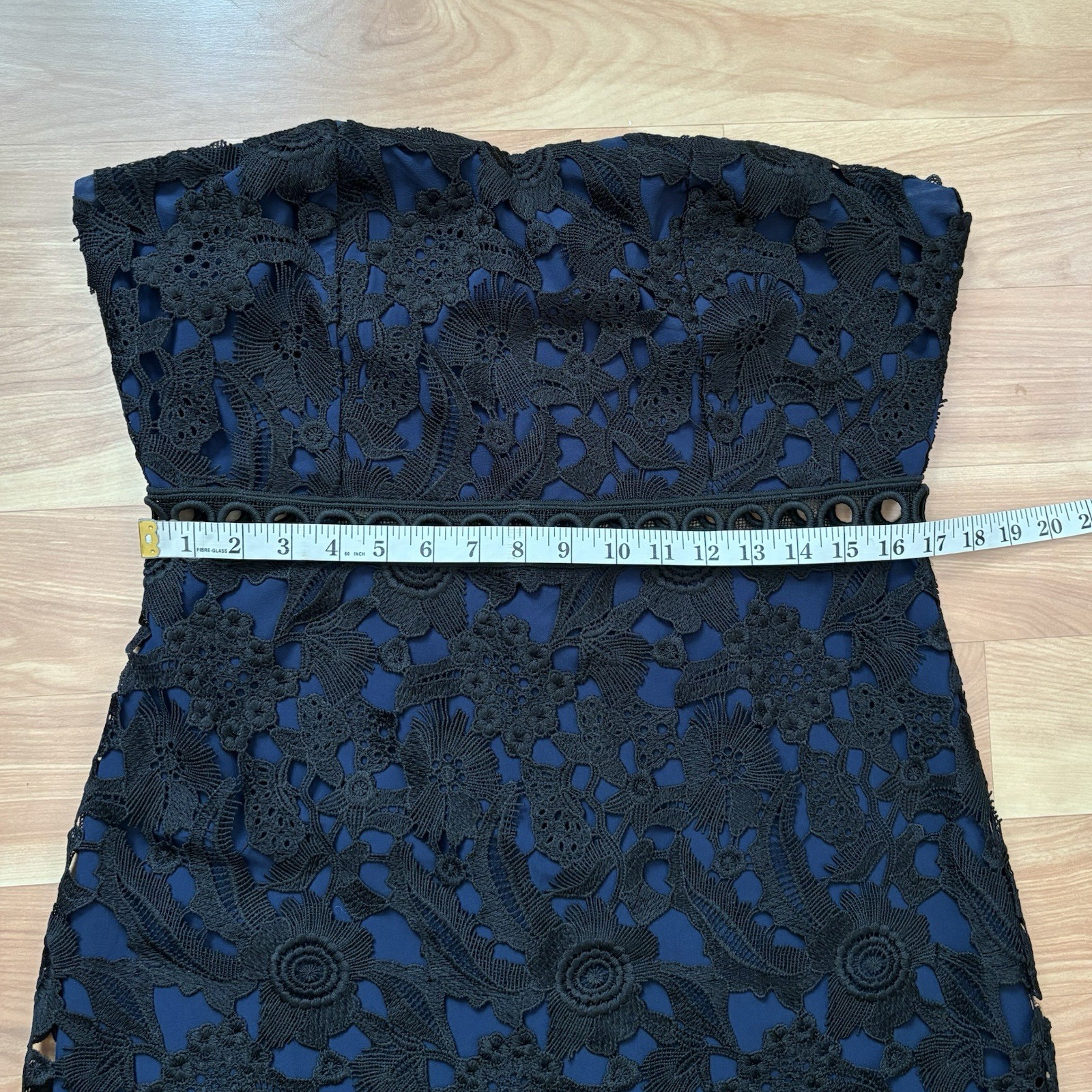 Sam Edelman Black Guipure Lace Strapless Dress Size 12 Large Romantic Summer