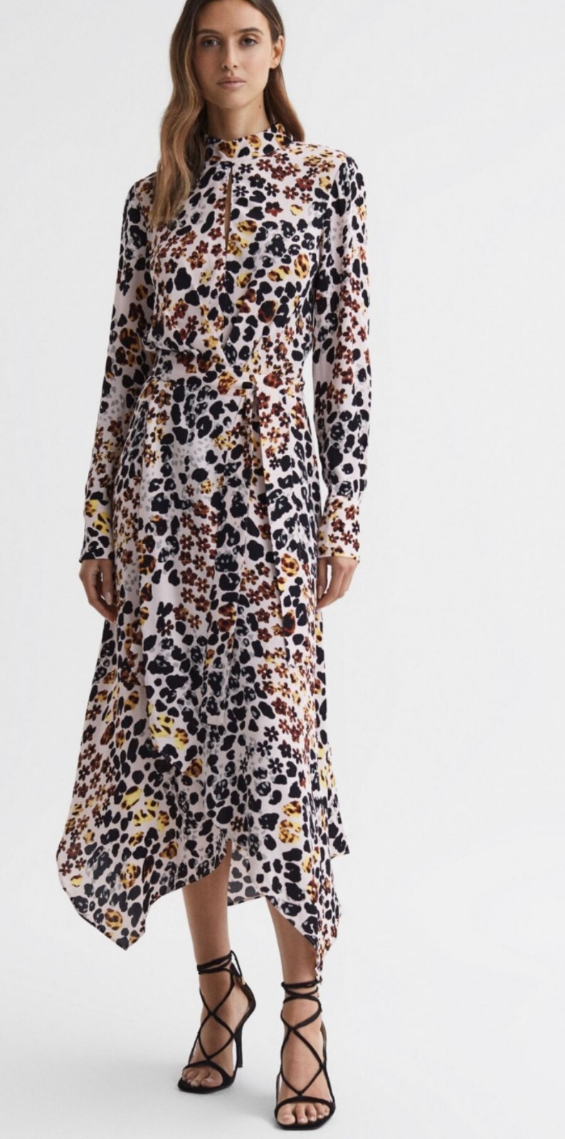 REISS Lira midi dress size 10 -BRAND NEW-Long sleeve wrap skirt No Belt