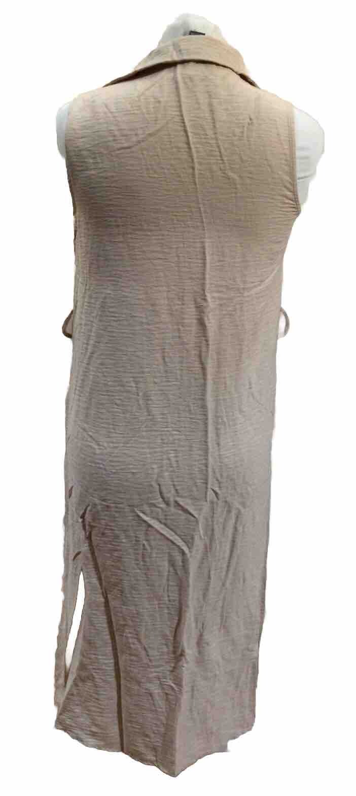 PRIMARK Beige Sleeveless Collared Full Button Fastening Dress U.K. 8. FREE P&P