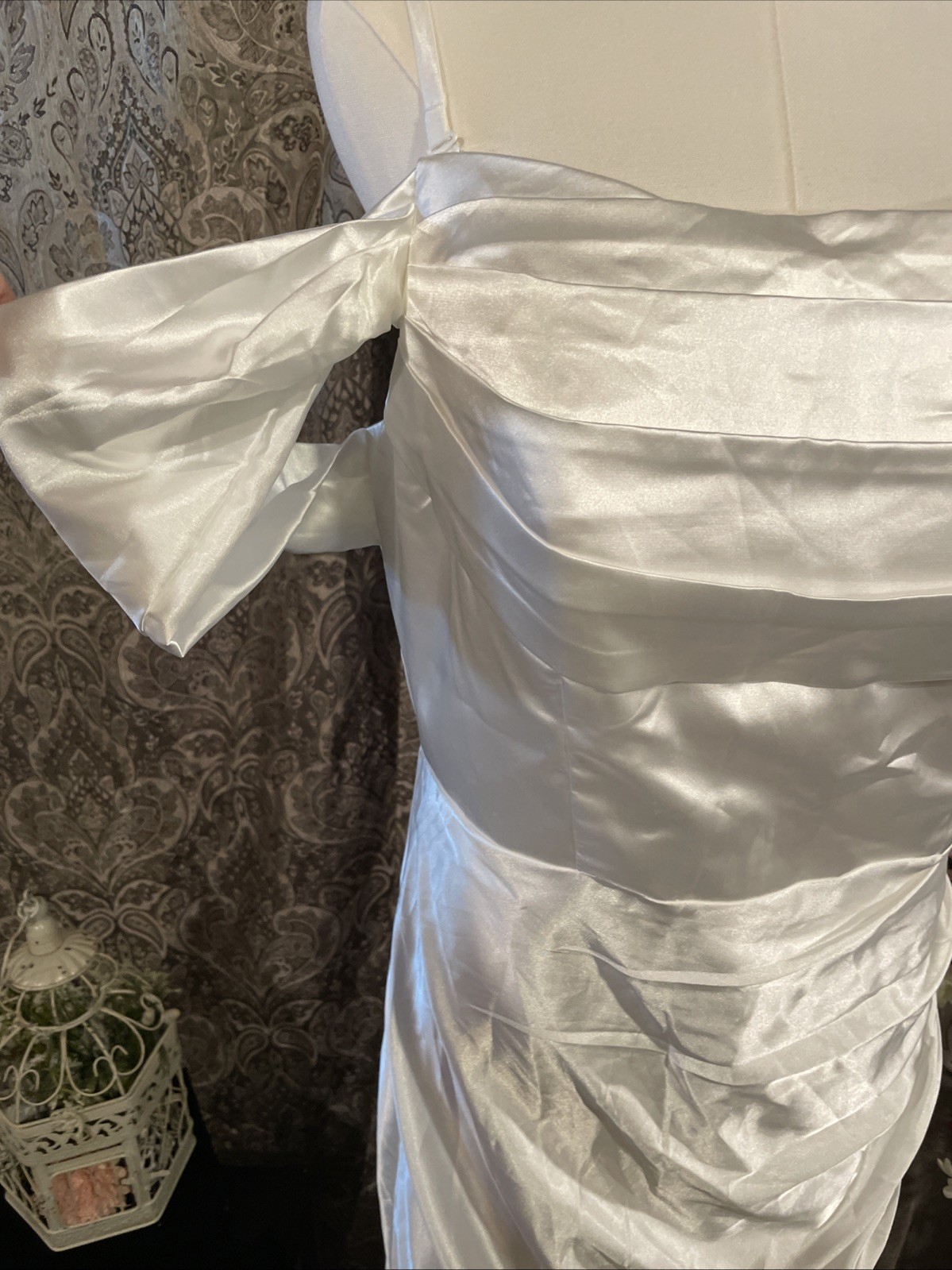 MU XiANGCHEN White Dress Long Corset Back Off The Sleeve Size 14