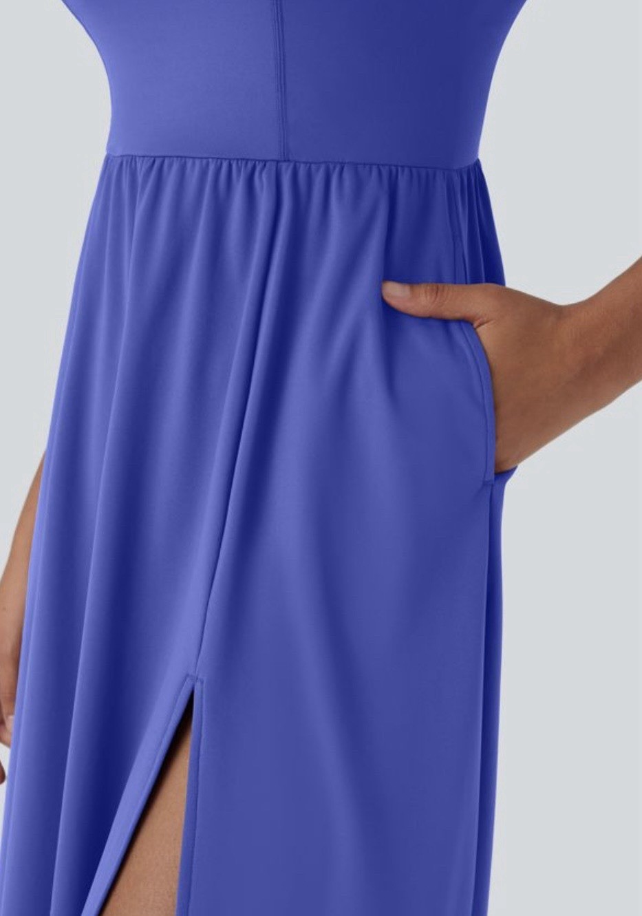 Halara Softly Zero Airy Padded Cool Touch Midi Casual Dress Pockets Size XL