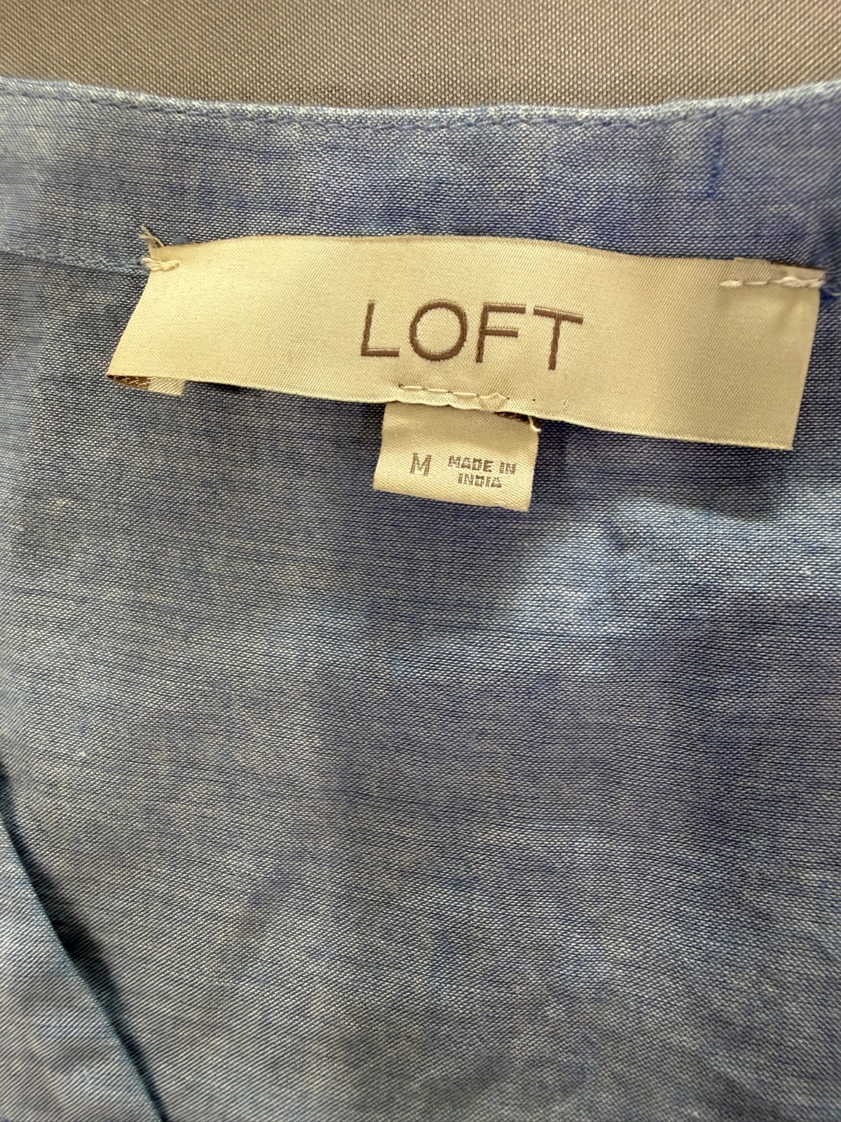 Loft Light Blue Sleeveless Tiered Mini Dress M With Pockets Embroidered Coastal