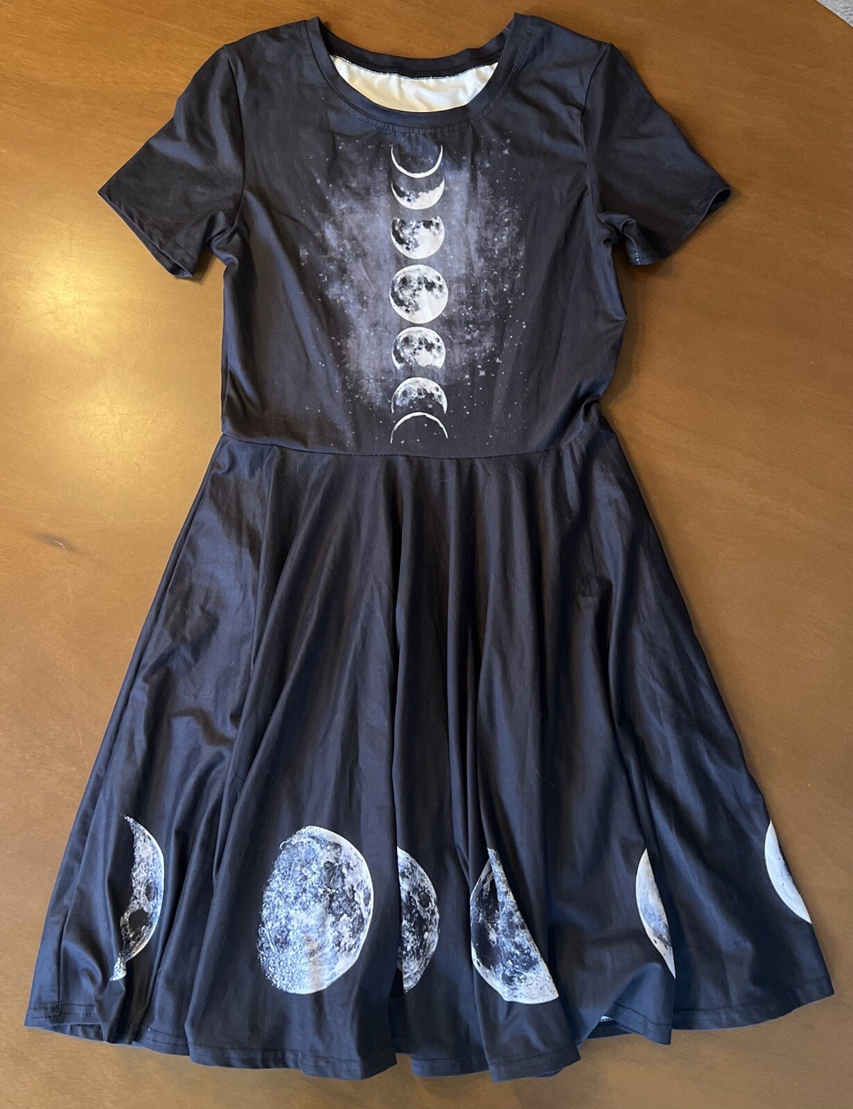 Phases of the Moon Dress goth punk astronomy astrology aline midi pagan Wicca