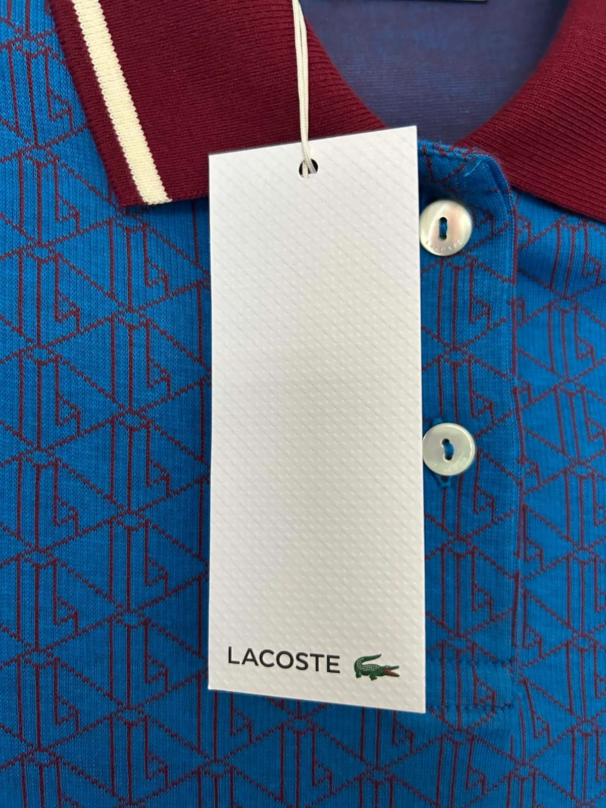 LACOSTE MONOGRAM JACQUARD POLO DRESS EF1676 NJI NEW WITH TAGS